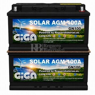 2 Bater�as Solar 12V 100 Amperios AGM | Servicio y Arranque  GIGA GN100-AGM Solar